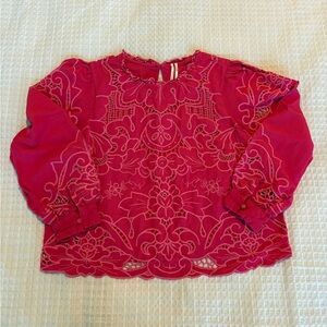 Hot Pink Floral Lace Blouse